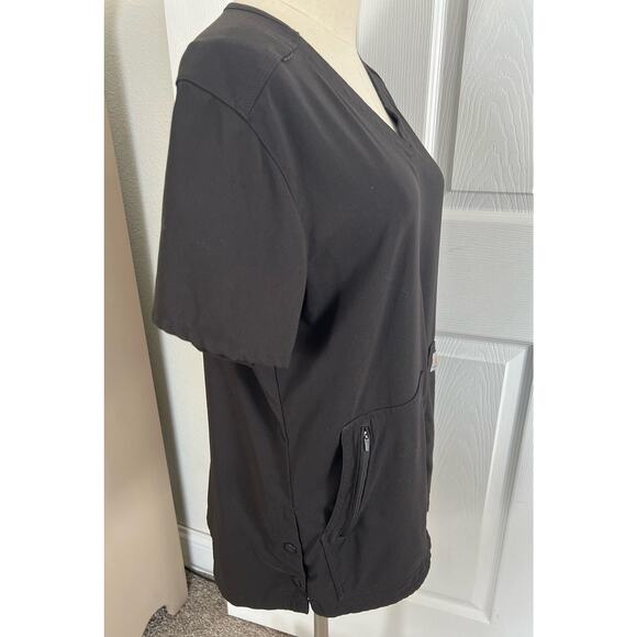 carhartt Scrub Top Modern Fit BLACK Side Snaps Vented Shoulder on Back LARGE - Picture 2 of 10